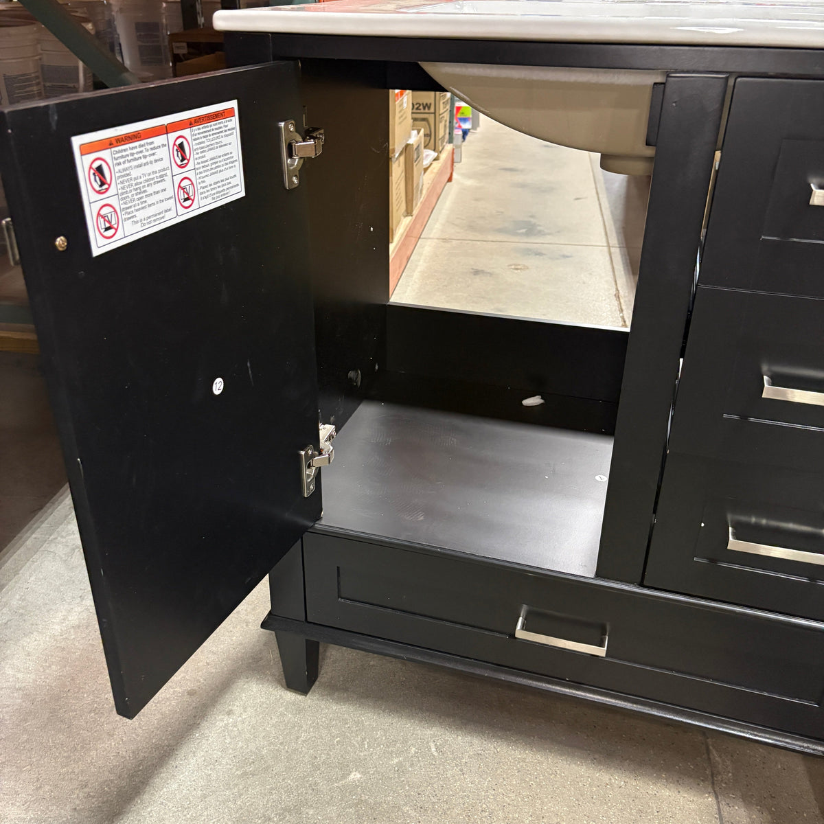 Black Shaker Vanity with Ceramic Integrated Sink Top - detail 4