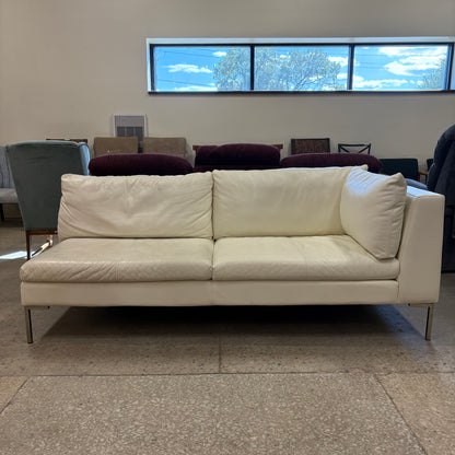 Cream Leather OpenEnd Loveseat