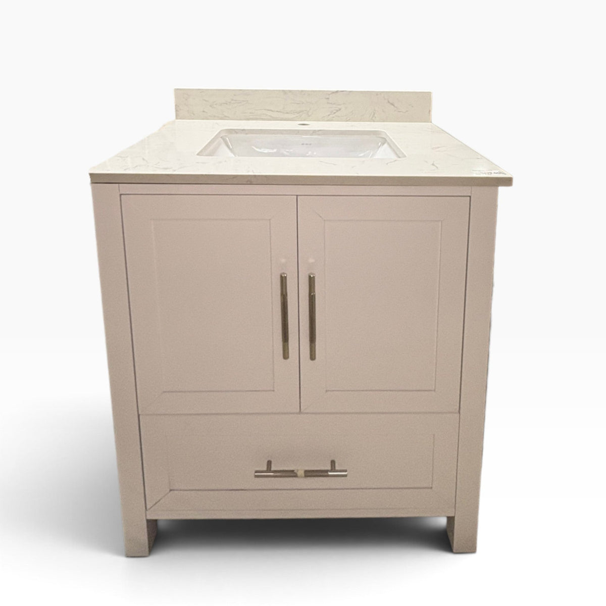 29 in White Shaker Vanity, Quartz Top and Undermount Sink at the Urbandale Habitat ReStore
