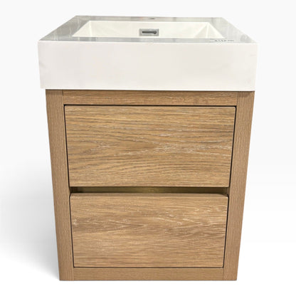Light Oak Two-Drawer Vanity with White Vessel Sink at the Urbandale Habitat ReStore