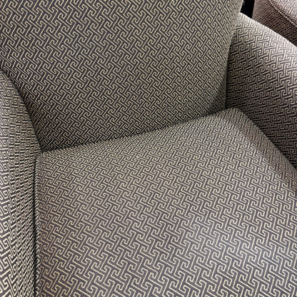 Greek Key Accent Armchair - close-up of the Greek key jacquard on the arm and seat cushion
