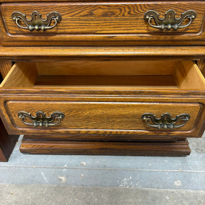 Lea Oak 5 Drawer Tall Chest - drawer pulled fully out