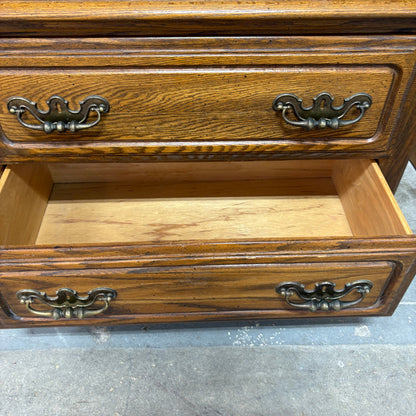 Lea Oak 5 Drawer Tall Chest - lower drawer open showing the oak interior