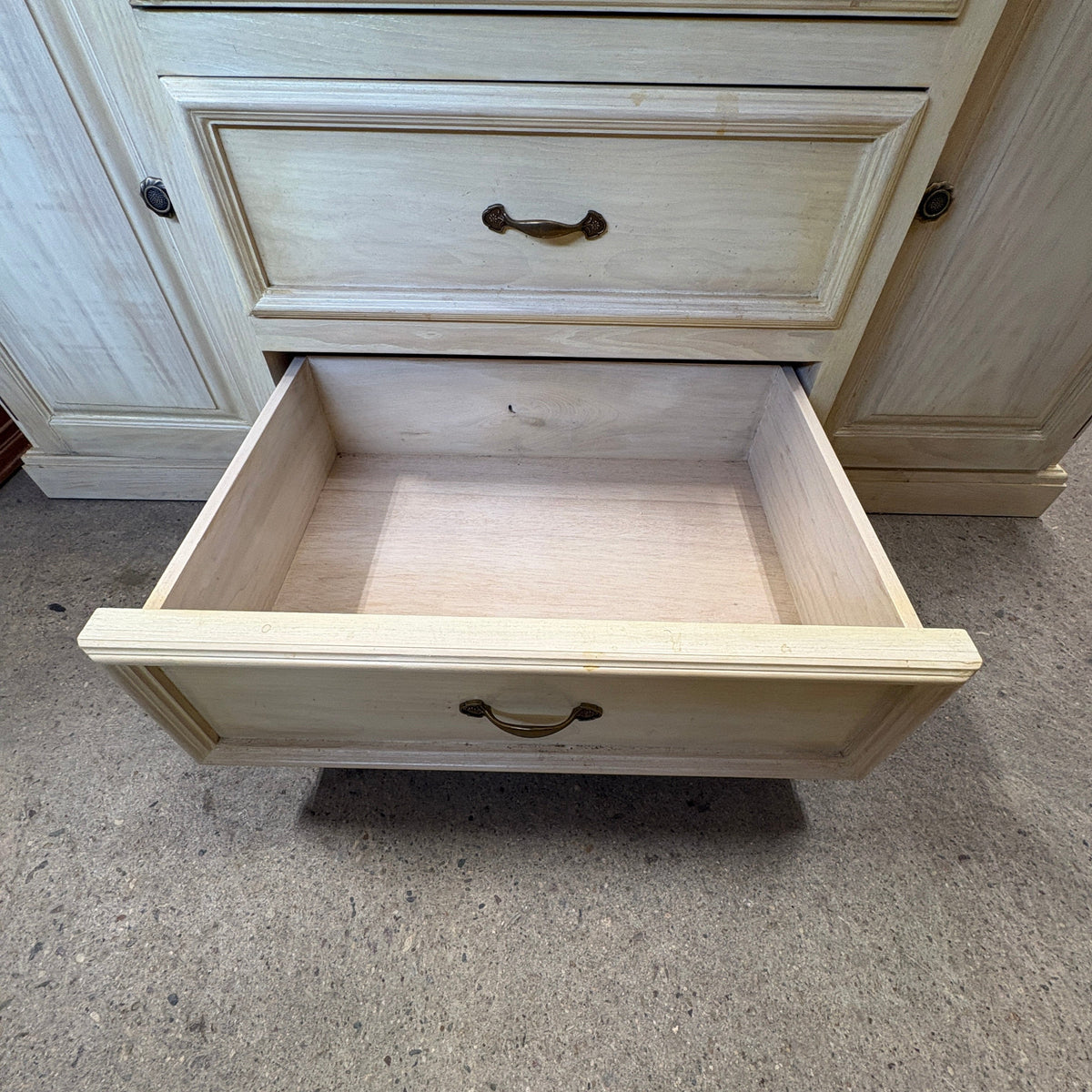 Oak Lighted China Hutch - third buffet drawer open