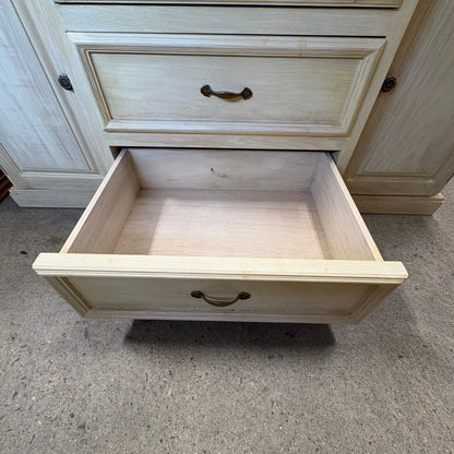 Oak Lighted China Hutch - third buffet drawer open