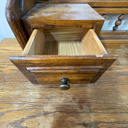 Oak Triple Dresser with Mirror - jewelry drawer on the mirror deck pulled open