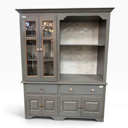 GDM Habitat for Humanity ReStore Gray 2 Pc China Hutch Glass