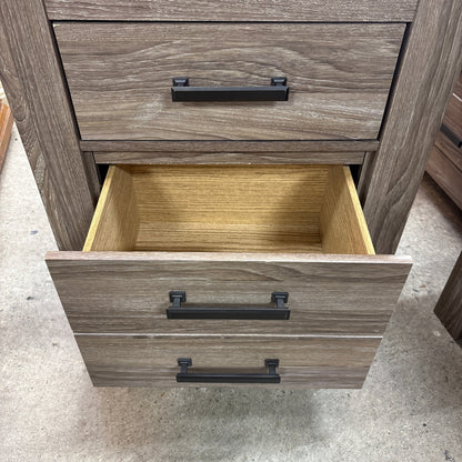 Ashley 2 Drawer Night Stand - both drawers open showing the light wood interiors