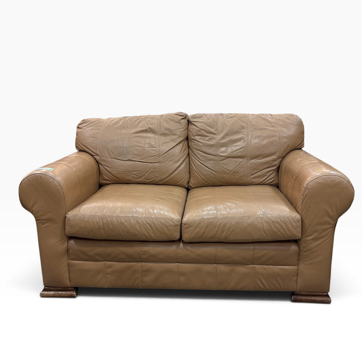 GDM Habitat for Humanity ReStore Tan Leather Loveseat