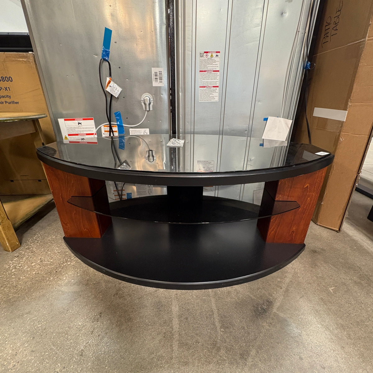 GDM Habitat for Humanity ReStore Curved Glass-Top TV Stand / Entertainment Center