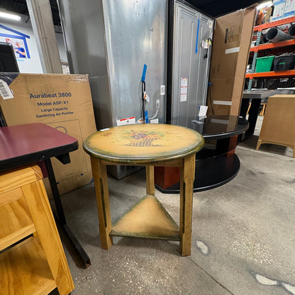 GDM Habitat for Humanity ReStore Hand-Painted Round Accent Table, Fruit Basket Motif