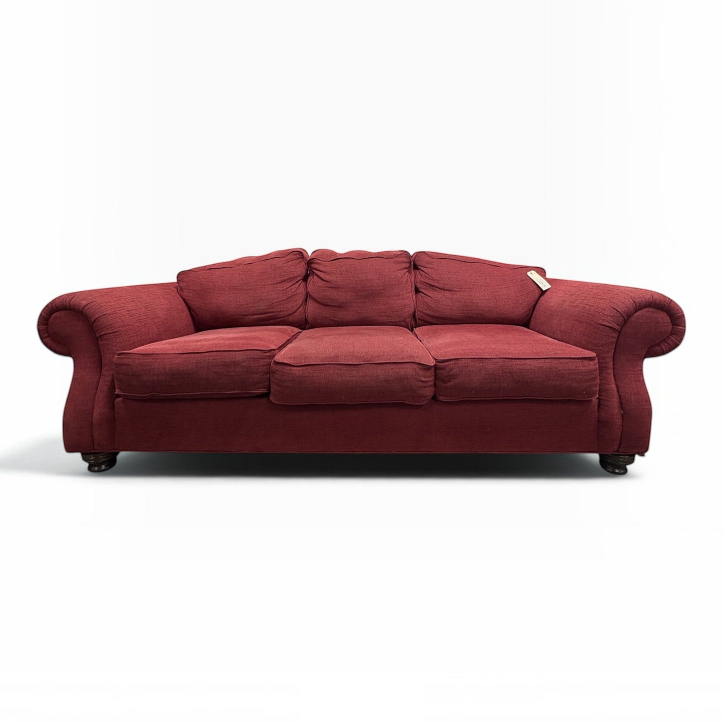 GDM Habitat for Humanity ReStore Burgundy Chenille Roll-Arm Sofa