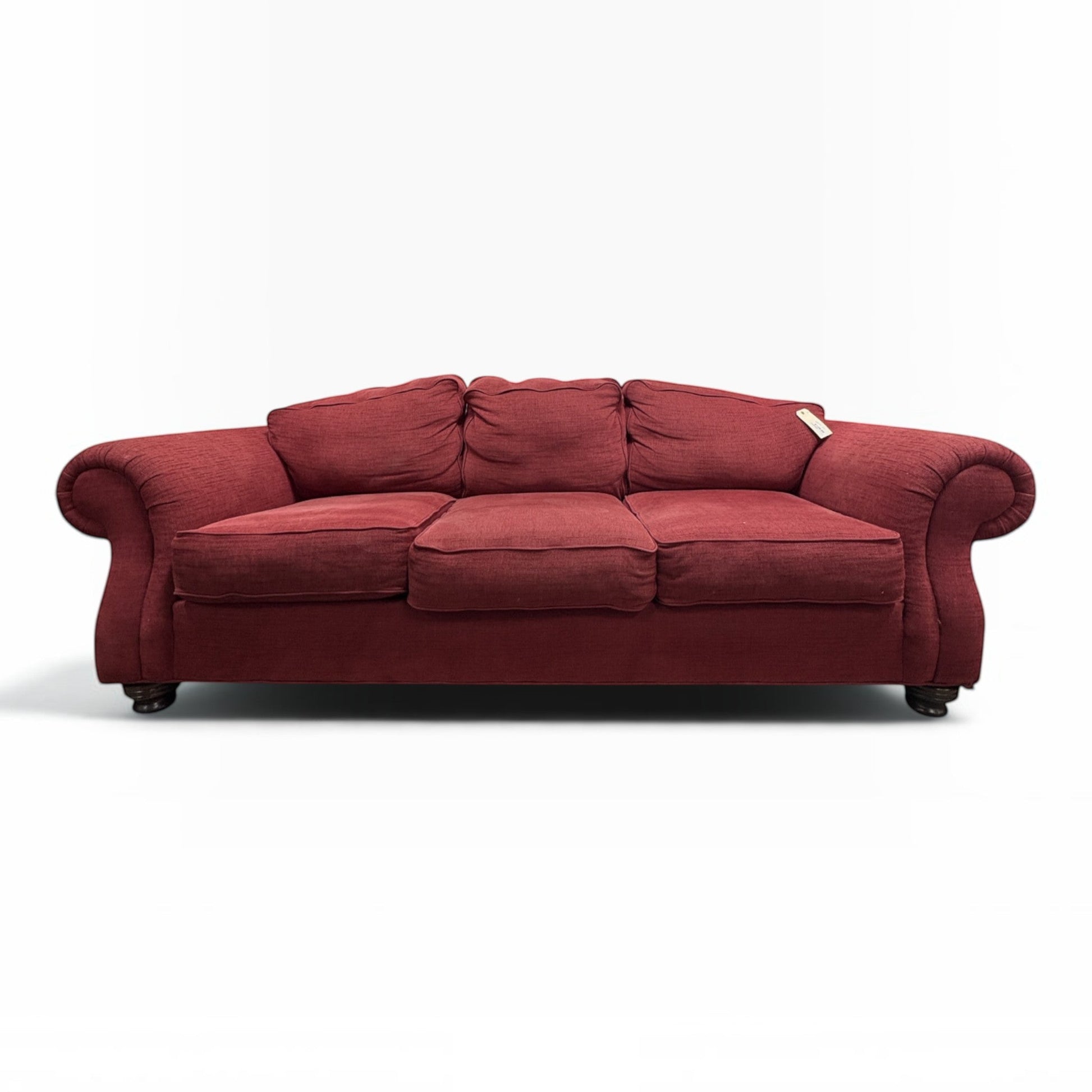 GDM Habitat for Humanity ReStore Burgundy Chenille Roll-Arm Sofa