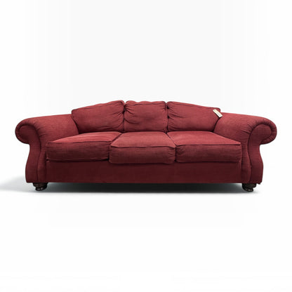 GDM Habitat for Humanity ReStore Burgundy Chenille Roll-Arm Sofa