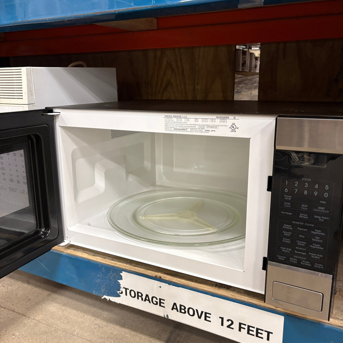 Viking Countertop Microwave - door open showing the white interior and glass turntable