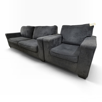 GDM Habitat for Humanity ReStore Charcoal Chenille Sofa and Armchair Set