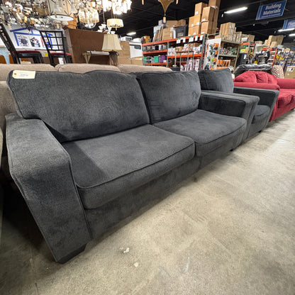 GDM Habitat for Humanity ReStore Charcoal Chenille Sofa and Armchair Set