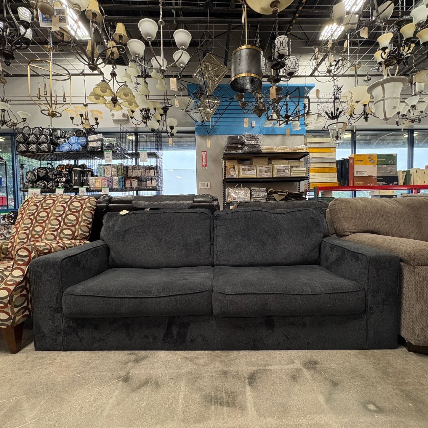 GDM Habitat for Humanity ReStore Charcoal Gray Two-Cushion Fabric Sofa