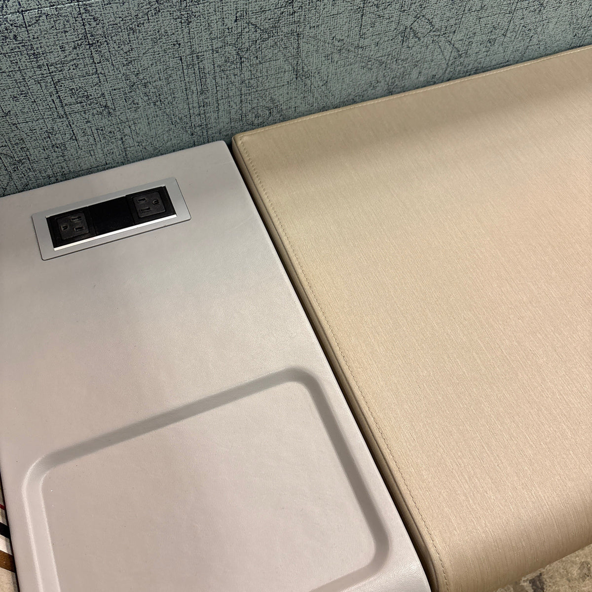 Steelcase Regard Power Bench - recessed power module set into the solid surface top