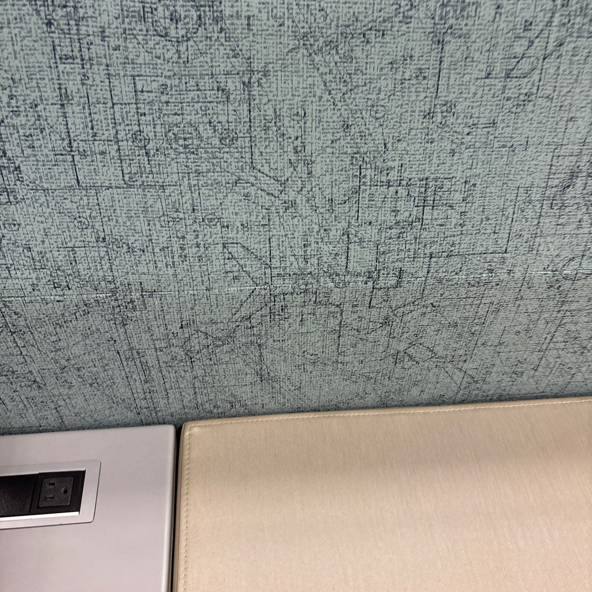 Steelcase Regard Power Bench - power outlet in the side panel beside the upholstered seat pad