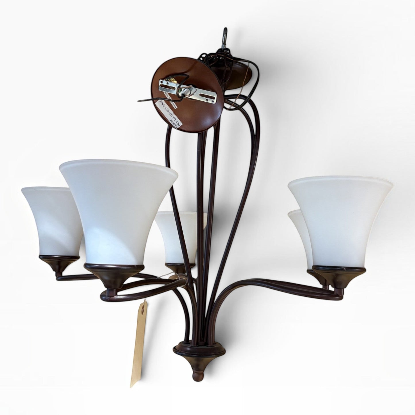 GDM Habitat for Humanity ReStore Oil-Rubbed Bronze 5-Light Chandelier, Frosted Flared Shades