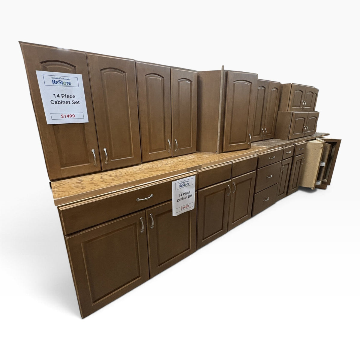 GDM Habitat for Humanity ReStore 14 Pc Brown Cabinet Set