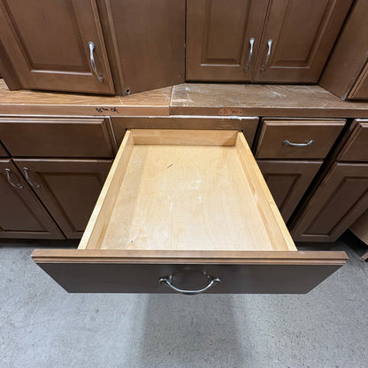 14 Pc Brown Cabinet Set - base cabinet drawer pulled fully open showing the maple box
