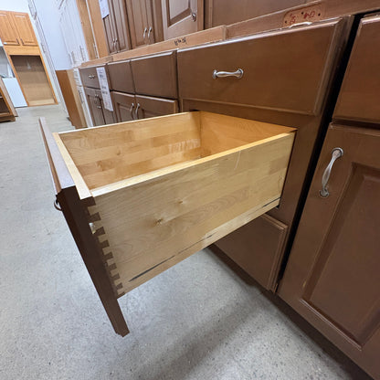 14 Pc Brown Cabinet Set - drawer pulled out showing the dovetailed maple box construction