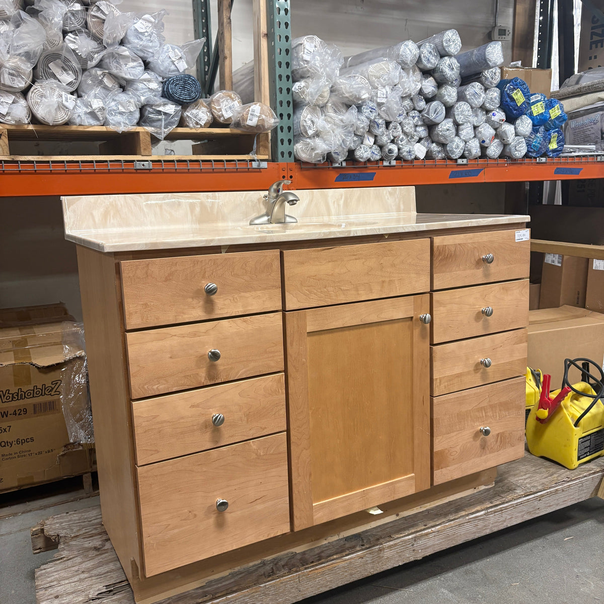 49 in Maple Vanity Set - three-quarter view of the whole vanity from the right