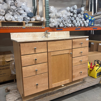 49 in Maple Vanity Set - three-quarter view of the whole vanity from the right