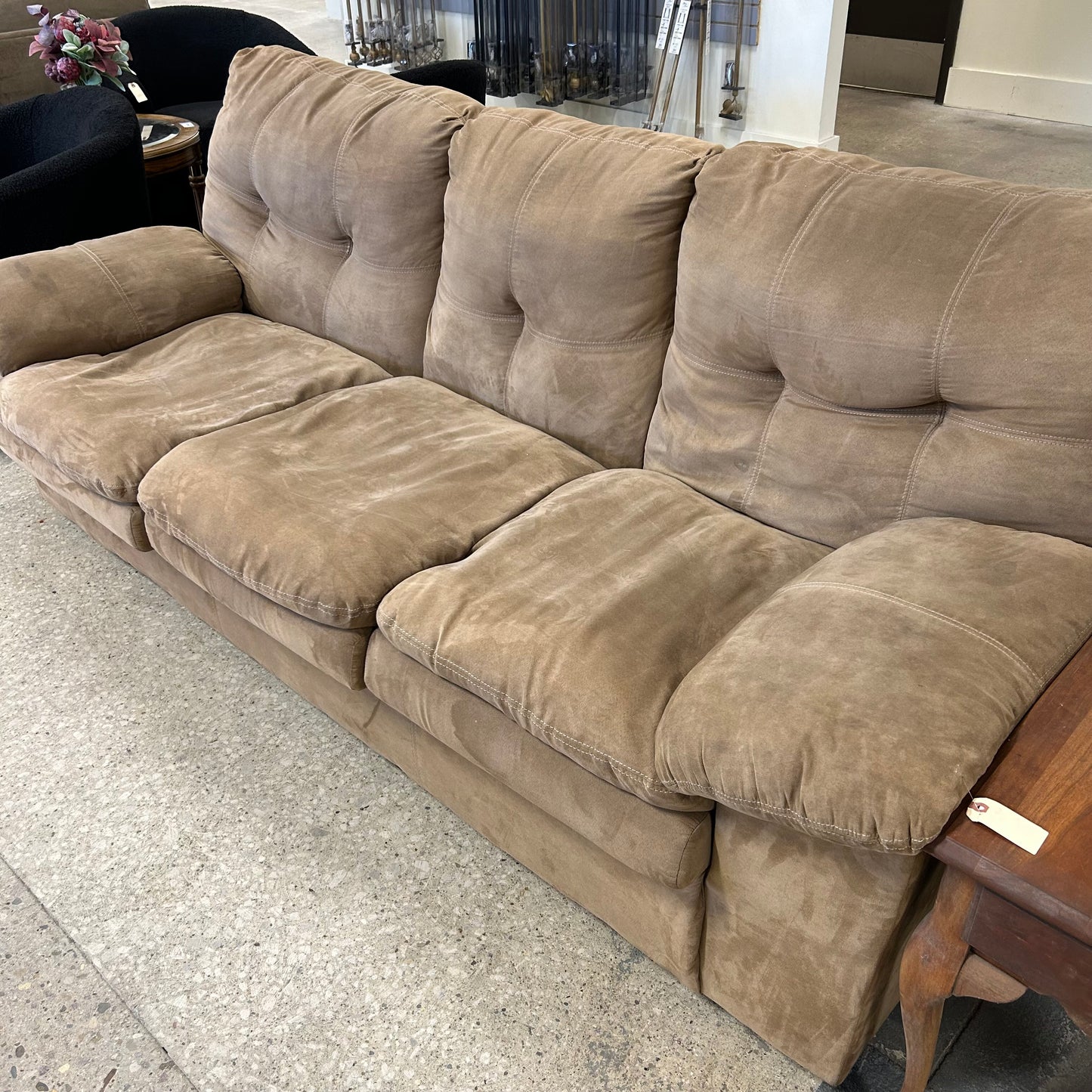 Tan Microsuede Couch