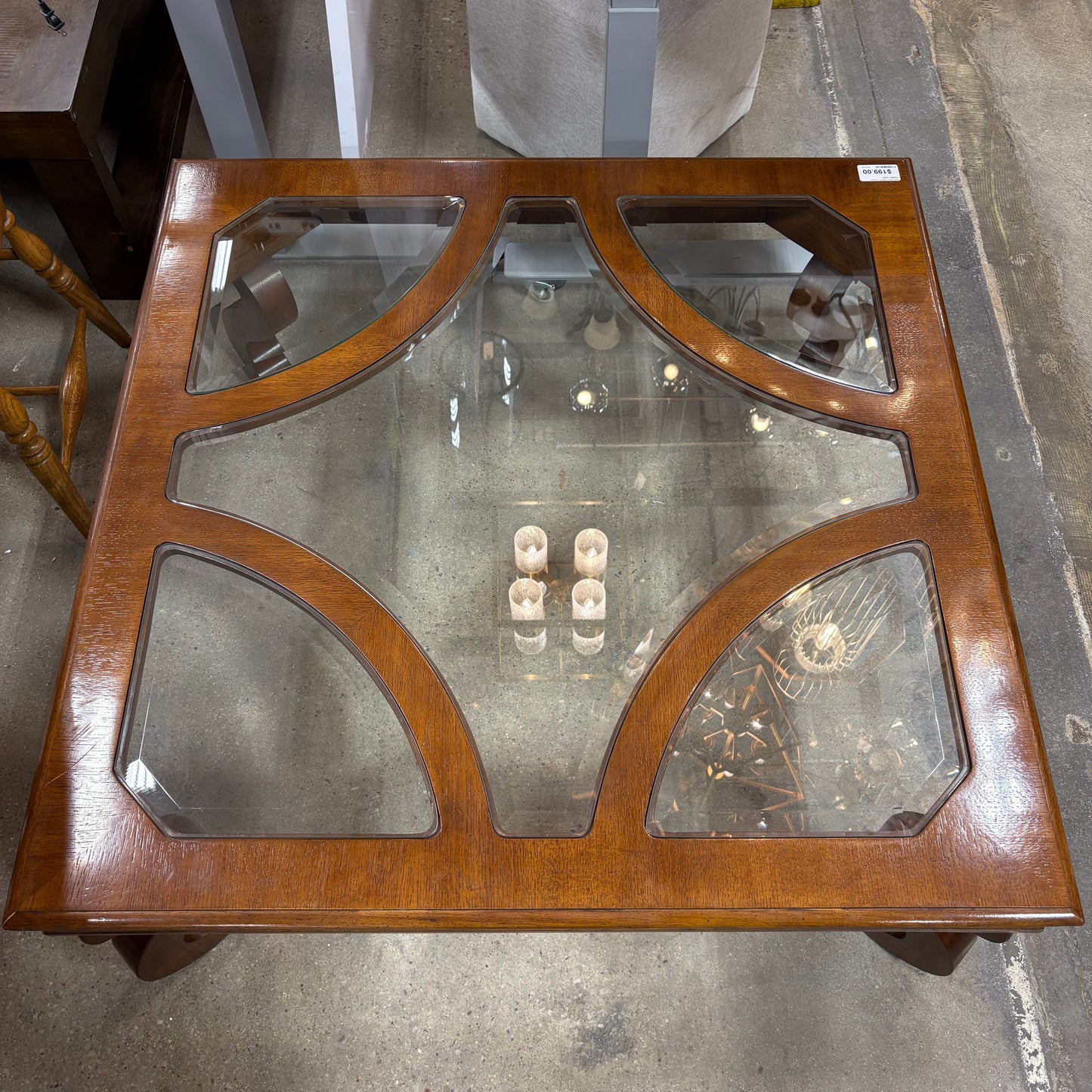 Square Glass-Inset CoffeeTable