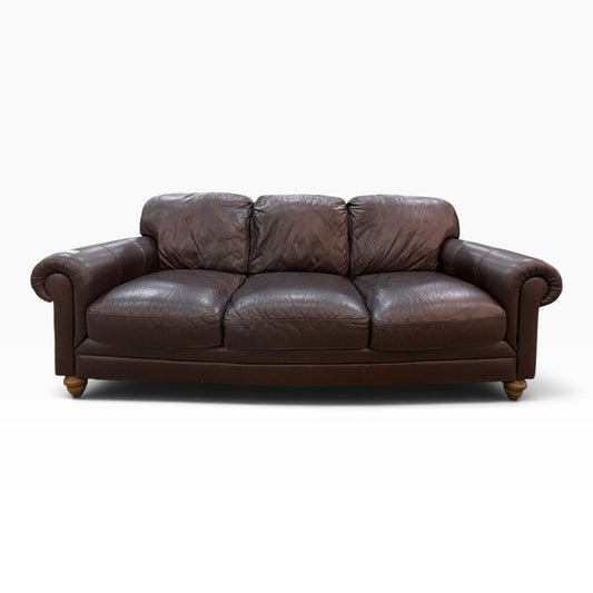 Brown Leather Rolled Arm Sofa location-set