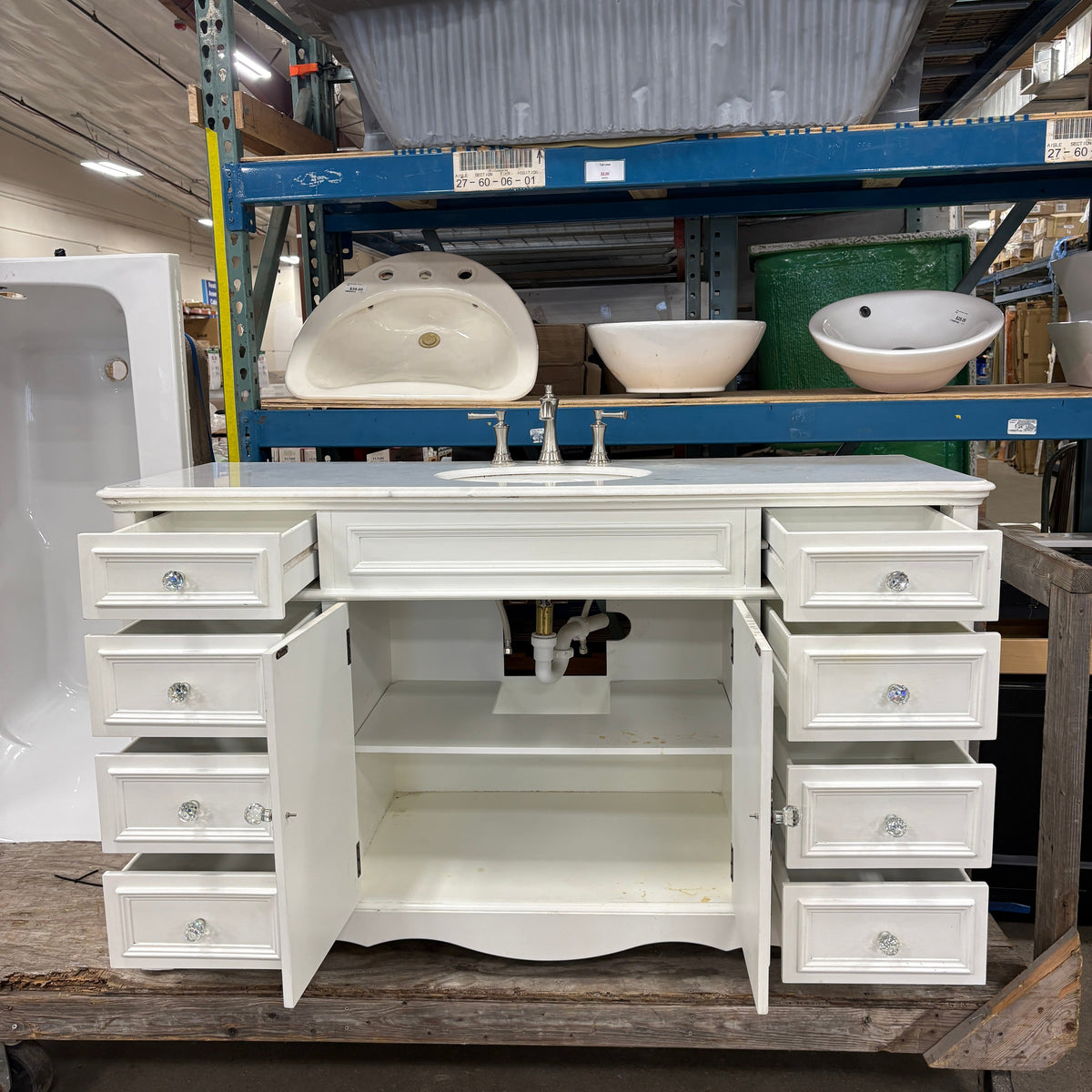 60 in White Vanity Set
