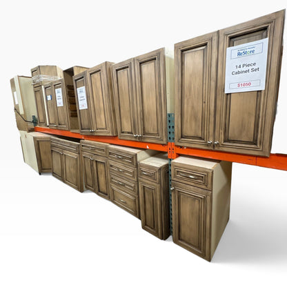 14 Pc Glazed Cabinet Set