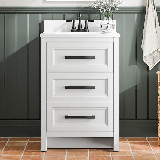 24 in White Vanity with Top