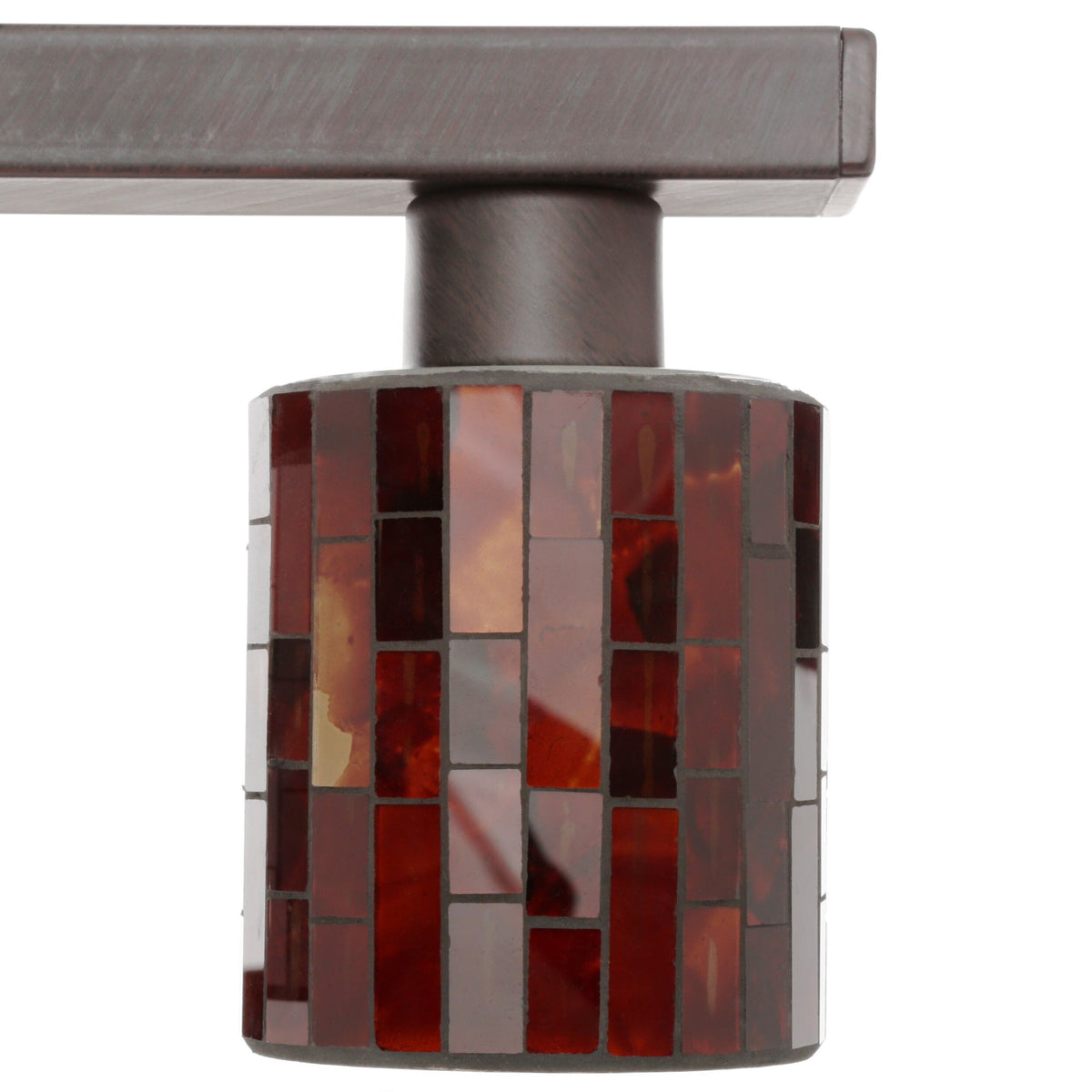 EGLO Troya 3-Light Antique Brown Linear Island Pendant with Mosaic Glass Shades