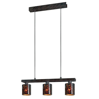 EGLO Troya 3-Light Antique Brown Linear Island Pendant with Mosaic Glass Shades