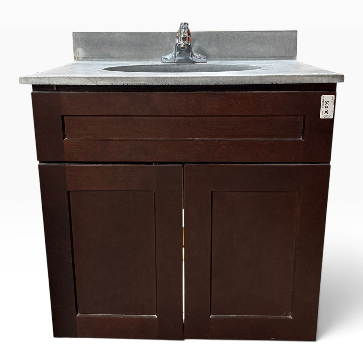 30 in Espresso Shaker 2-Door Bathroom Vanity Base Cabinet