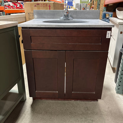 30 in Espresso Shaker 2-Door Bathroom Vanity Base Cabinet