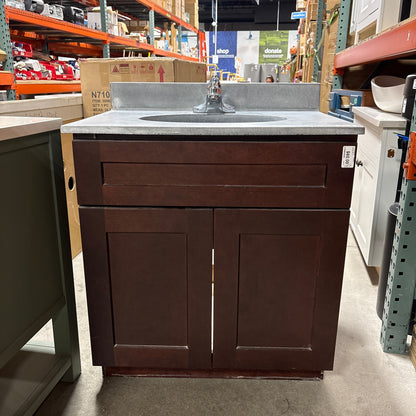 30 in Espresso Shaker 2-Door Bathroom Vanity Base Cabinet