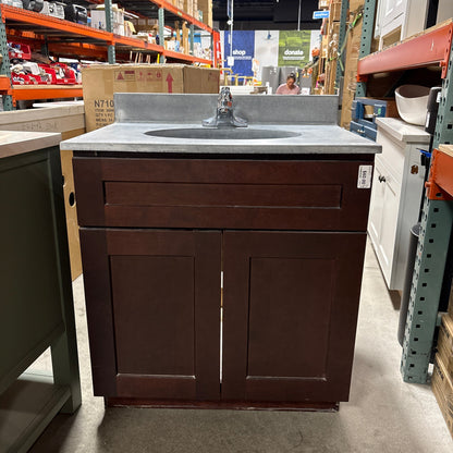 30 in Espresso Shaker 2-Door Bathroom Vanity Base Cabinet