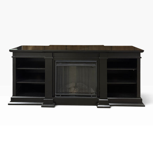 Black Fireplace Media Console