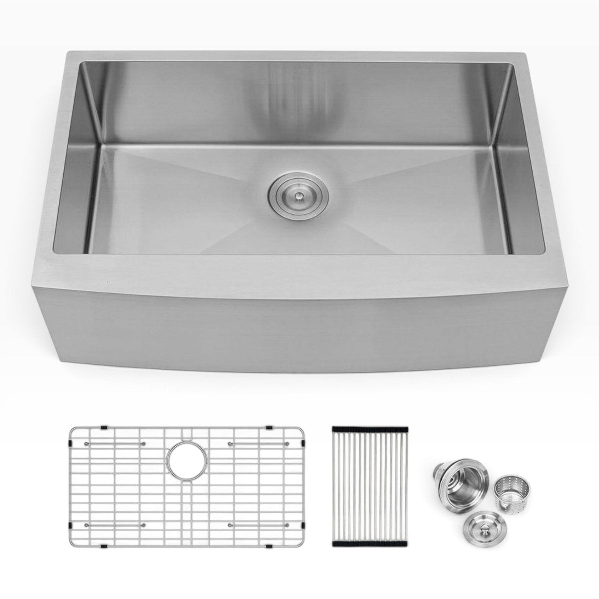 Stainless Steel Single-Bowl Apron-Front Farmhouse Kitchen Sink, 33 in