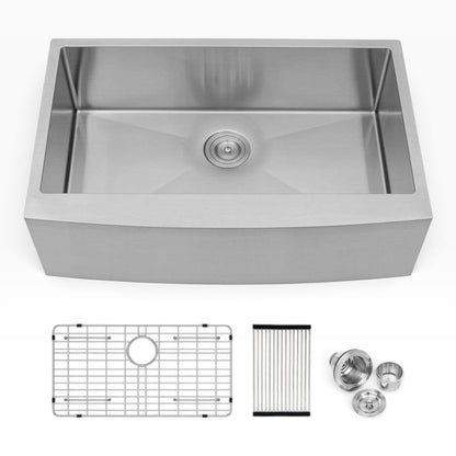 Stainless Steel Single-Bowl Apron-Front Farmhouse Kitchen Sink, 33 in