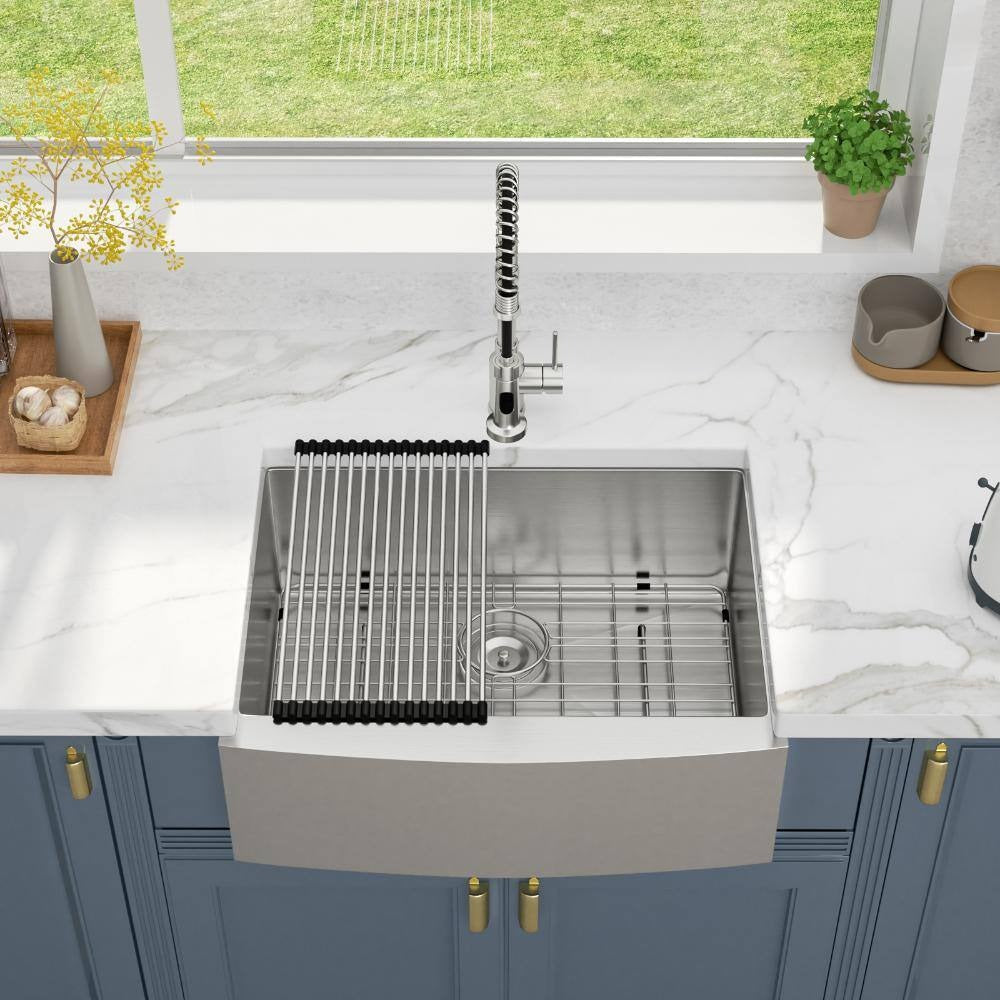 Stainless Steel Single-Bowl Apron-Front Farmhouse Kitchen Sink, 33 in