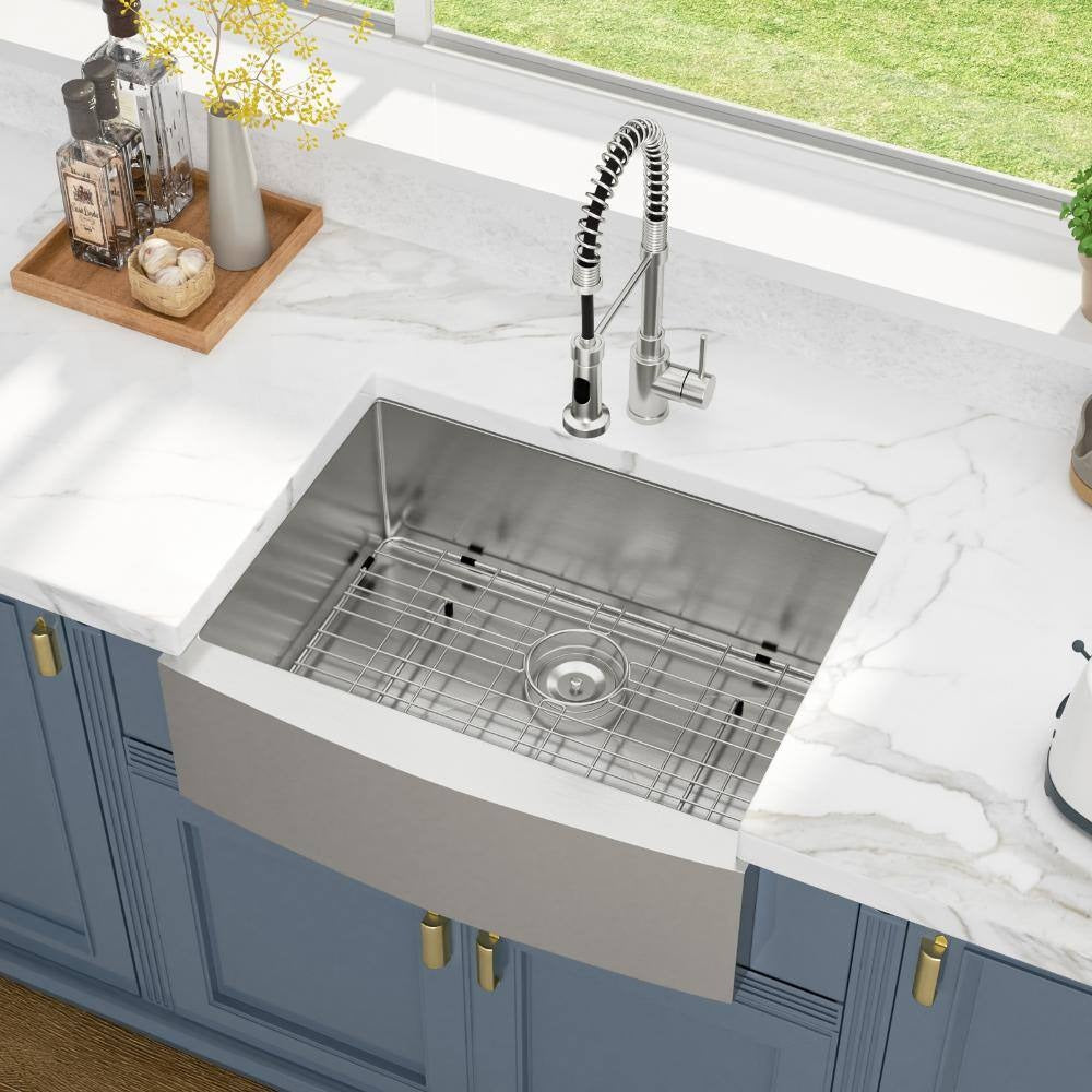 Stainless Steel Single-Bowl Apron-Front Farmhouse Kitchen Sink, 33 in