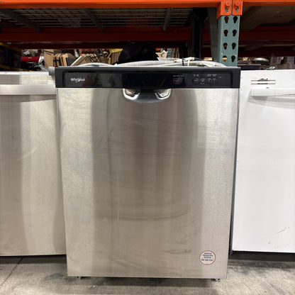Whirlpool 24 in Built-In Dishwasher, Stainless Steel Front with Black Control Panel