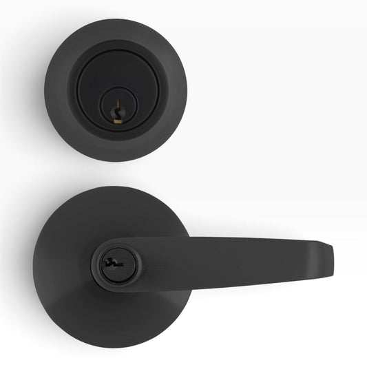 Brinks Commercial BC40114 Keyed Entry Lever and Deadbolt Set, Matte Black