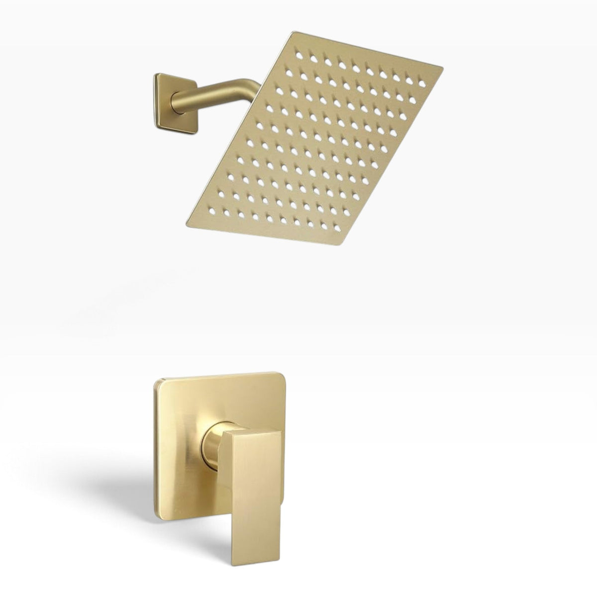 JingGang Brushed Gold 8 in Rainfall Shower System with Rough-In Valve